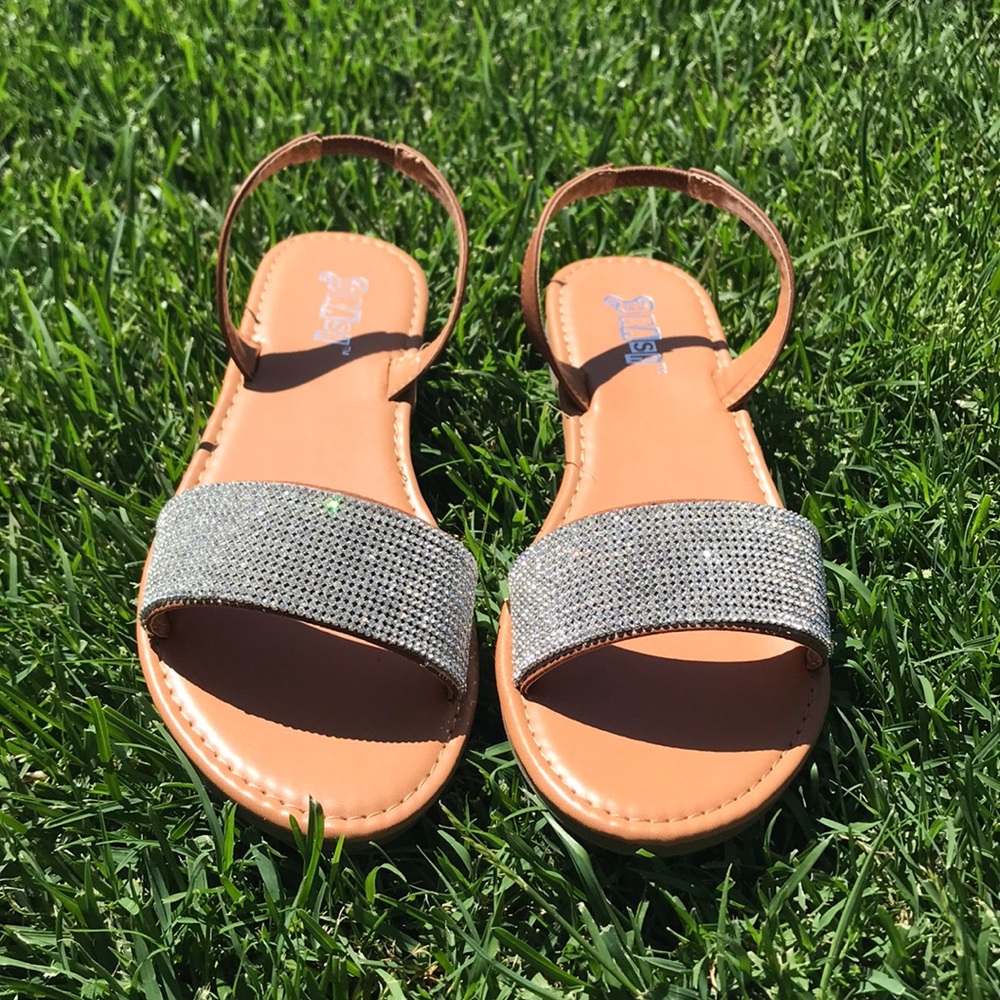 Rhinestone Brown Nude Sandals
